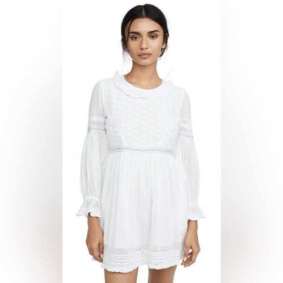 LoveShackFancy BNWT Jullian Mini Dress in White Broderie Anglaise- Size US 4 - Picture 2 of 16